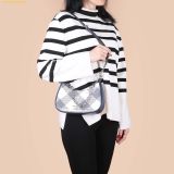  Túi Đeo Vai Michael Kors MK Cora Medium Sequin Check Zip Pochette with Strap Navy 