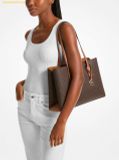  Túi Tote Michael Kors MK Ruthie Medium Signature Logo Tote Bag Màu Nâu Logo 