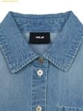  Áo Somi Crop Denim MLB Women's Varsity Logo Crop Short Sleeve Denim Shirt New York Yankees 3FDRV0253-50BLL Màu Xanh 