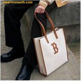  Túi tote MLB chữ nhật Basic Canvas Vertical 3AORM033N-43CRS Màu Trắng Logo B 