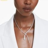  Dây đeo cổ, Dây Chuyền Swarovski Matrix Y necklace Mixed cuts, White, Rhodium plated 