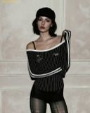  Áo Tay Dài Bad Blood Classic Logo Off-Shoulder Top Black w-tee25-009 