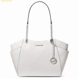  Túi Tote MICHAEL KORS Jet Set Large Chain Shoulder Tote Bag Màu Trắng Logo 
