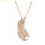  Dây cổ, dây chuyền SWAROVSKI Nice pendant Feather, White, Rose gold-tone plated 