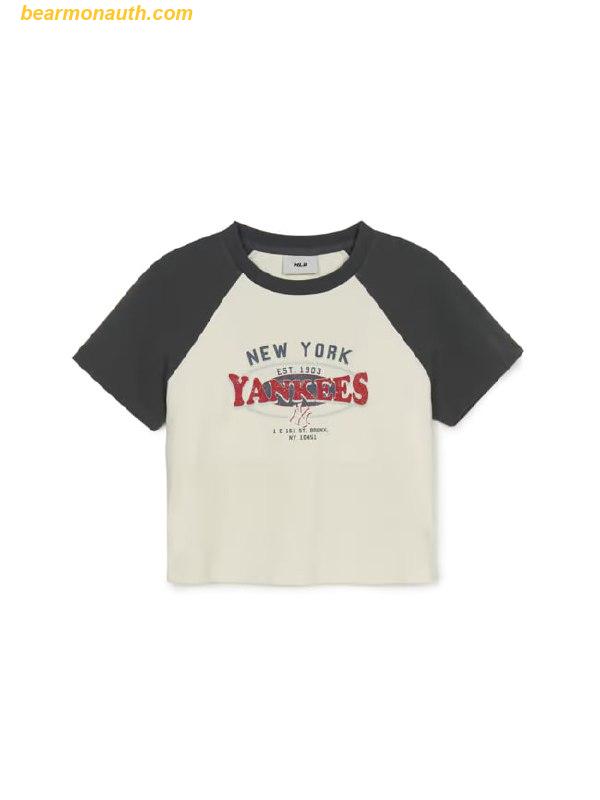 Tシャツ・カットソー [MLB] Women's Varsity Vintage Slim Crop Nashi T-Shirt Women's Varsity Washing Vintage Raglan Cropped T-shirt New