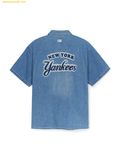  Áo Somi Denim MLB Varsity Logo Short Sleeve Denim Shirt New York Yankees 3ADRV0253-50BLL Màu Xanh 