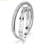  Nhẫn Swarovski Hyperbola ring, Mixed cuts, White, Rhodium plated, 5691228, Bạc 