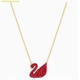  Dây cổ, dây chuyền SWAROVSKI Iconic Swan Pendant, Red, Gold-Tone Plated 