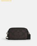  Túi Đeo Chéo Coach Wyatt Crossbody Bag In Blocked Signature Canvas Màu Nâu Tối Logo 