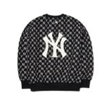  Áo Sweat MLB Monogram Allover Overfit Sweatshirt New York Yankees 3Amtm0221-50Bks Màu Đen Logo NY 