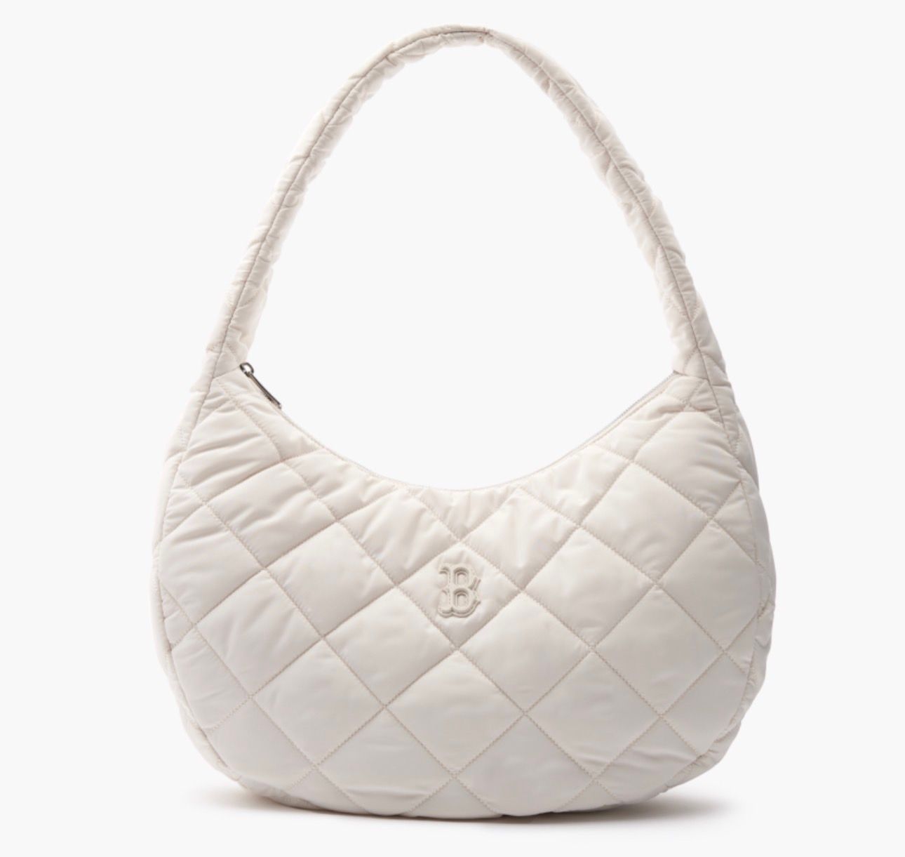 ★MLB Korea★ Quilted Hobo Bag Large BOS PtnCream 3ABQL0936- tui-mlb-korea-ny-black-