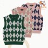 Áo Gile MLB Women's Argyle Monogram Vest New York Yankees Boston Red Sox 3Fkpm0334 màu xanh hồng