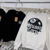 Áo Sweat Stussy Crew 8 Ball Crop Sweater Màu Trắng Và Đen