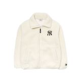  Áo Khoác Lông MLB Basic Stand Neck Mega Logo Soft Dumble Fleece Jumper New York Yankees 3AJPF3016-50IVS  Màu Trắng 