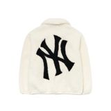  Áo Khoác Lông MLB Basic Stand Neck Mega Logo Soft Dumble Fleece Jumper New York Yankees 3AJPF3016-50IVS  Màu Trắng 