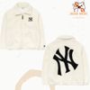 Áo Khoác Lông MLB Basic Stand Neck Mega Logo Soft Dumble Fleece Jumper New York Yankees 3AJPF3016-50IVS  Màu Trắng