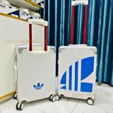 Vali ADIDAS Original Màu Trắng Logo Tam Giác 3 Sọc Màu Xanh Size 22 Xách Tay Cabin 