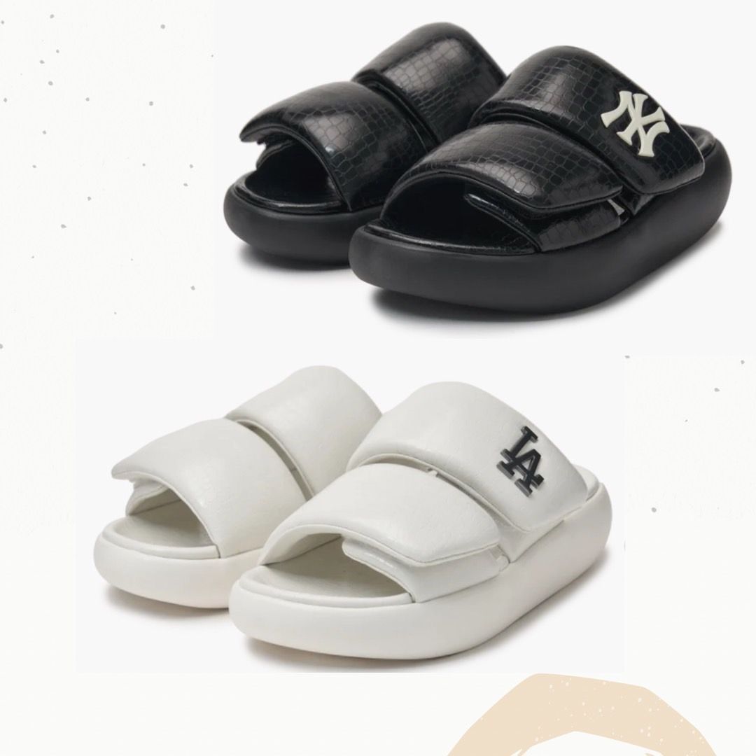 Dép MLB Base Slide Lux LA Dodgers New York Yankees Màu Trắng