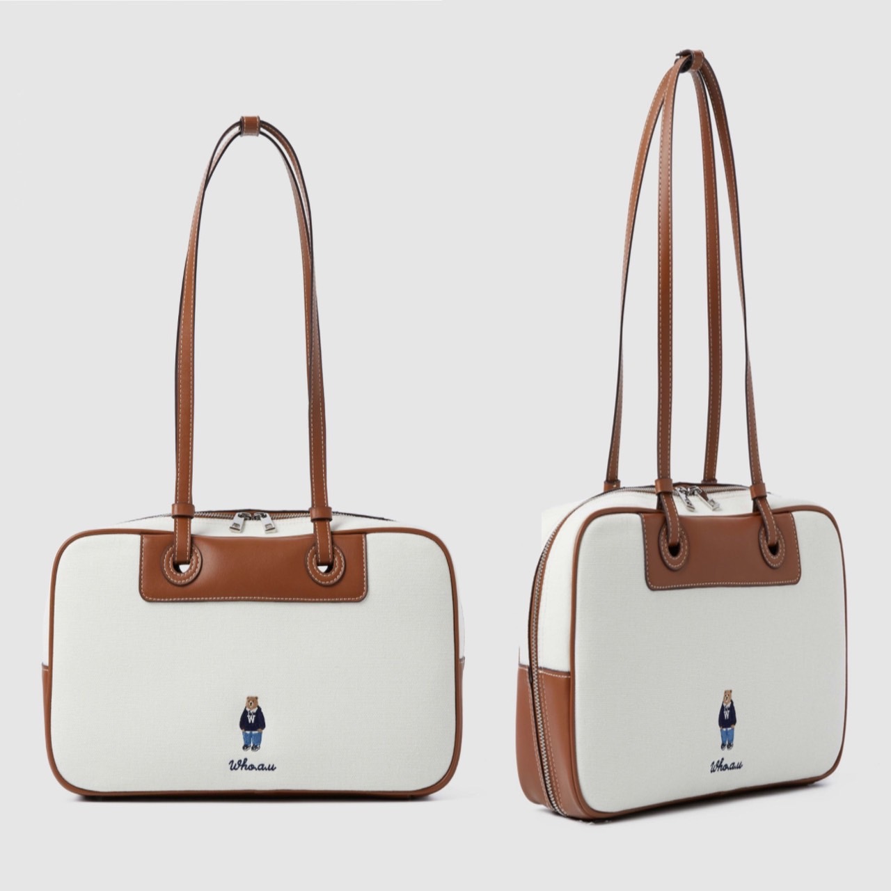 Túi WHOAU Steve Canvas Square bag Whbge3815A Màu Trắng Kem