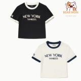  Áo  MLB WomenS Varsiy Logo Slim Crop T Shirts New York Yankees 3Ftsv0844 Màu Trắng Và Đen 