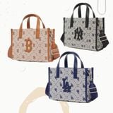  Túi Đeo Chéo MLB  Big Diamond Monogram Jacquard Small Tote Bag Boston Red Sox Chữ B NY LA 3Aors013N Màu Nâu Đen Xanh 