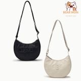  Túi Đeo Chéo Hobo MLB Classic Monogram New Embo Cross Bag New York Yankees 3Acrs024N Logo NY chữ B Màu Trắng và Đen 