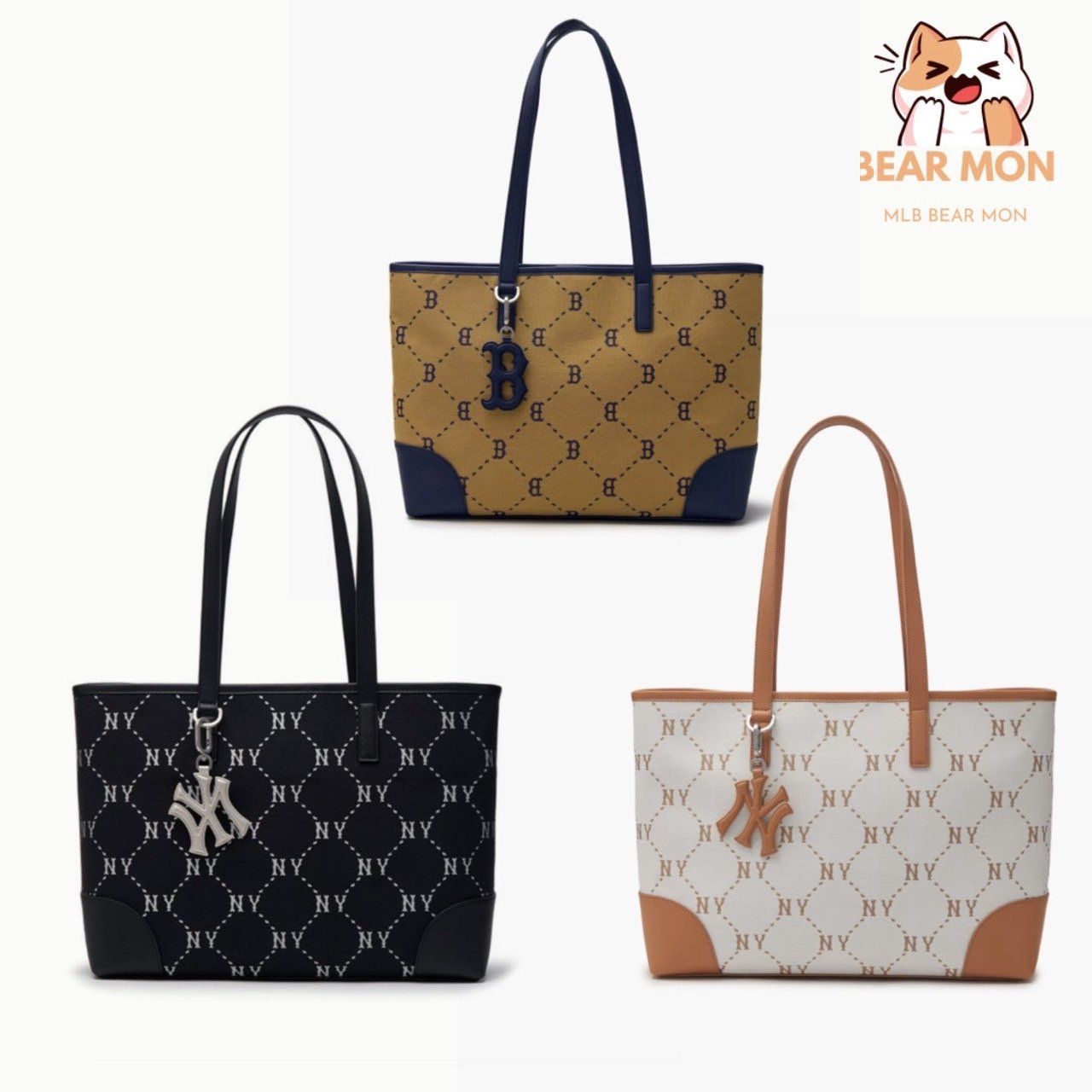 ☆人気☆【MLB】☆Diamond Monogram Jacquard Large Tote Ba.g☆ Túi Tote MLB Diamond Monogram Jacquard Large Tote Bag New