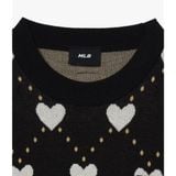  Áo Sweater MLB Heart Overfit Long Sleeve Sweatshirt Màu Đen Tim Trắng 3AKPH0131 