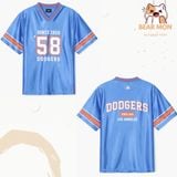  Áo Phông MLB Varsity Soccer Jersey V-neck Overfit Short Sleeve T-Shirt Số 58 01 69 03 Màu Xanh Đỏ Trắng Xám 3Atsv1143 