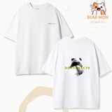  Áo Phông FIER DE MOI Back Panda Màu Trắng Đen In Gấu Panda 
