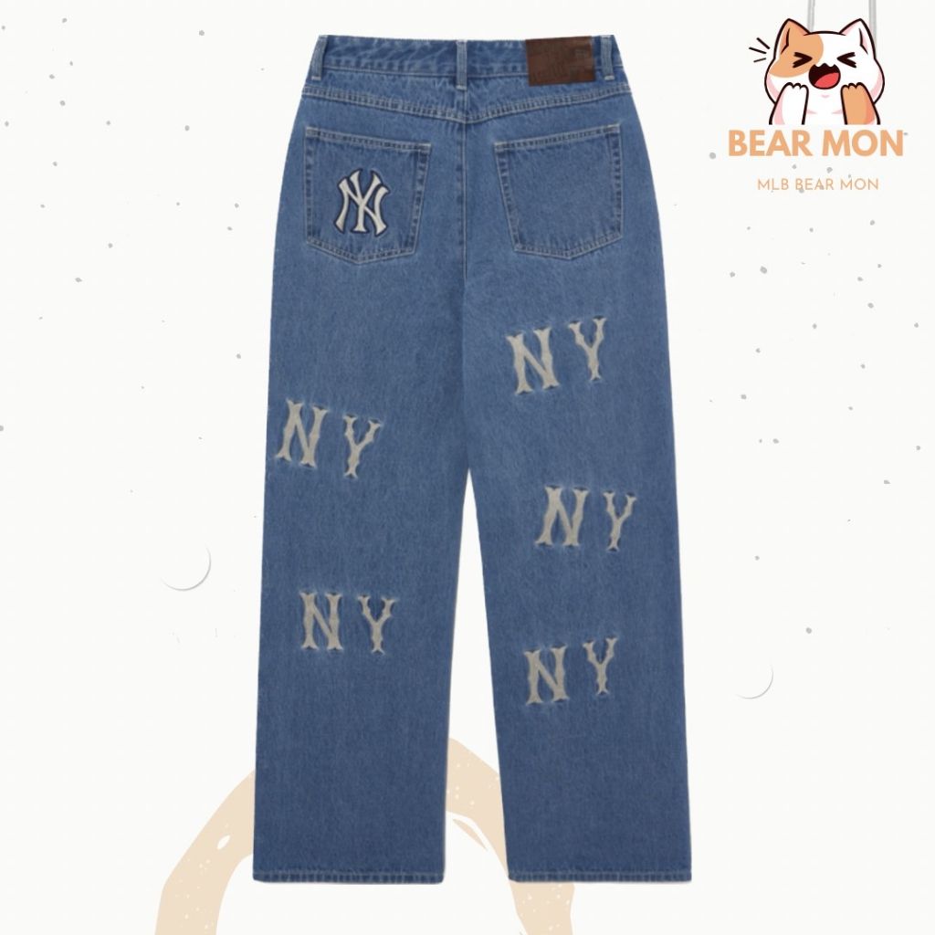 【MLB】 Women's Varsity Logo Wide Denim Pants 00000000_zi_0e54d025-e65a-4f75