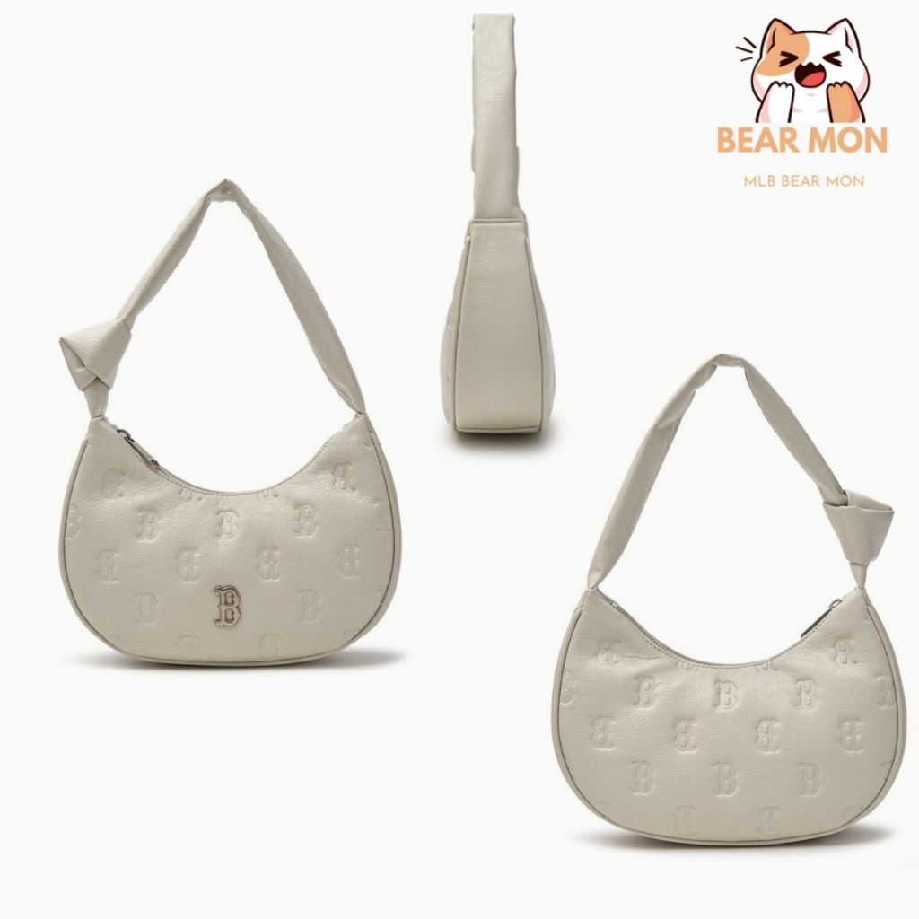 [MLB] Classic Monogram Crack Embo Hobobag ★ 大人気★ MLB□Classic Monogram Crack Embo Hobo Bag□送料込 (MLB Korea