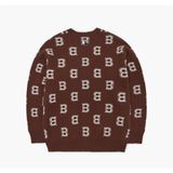  Áo khoác cardigan MLB phom suông Classic Monogram Front Pattern 3Akcm0124 Màu nâu logo chữ b 