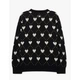 Áo Sweater MLB Heart Overfit Long Sleeve Sweatshirt Màu Đen Tim Trắng 3AKPH0131 