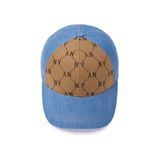  Mũ Lưỡi Trai MLB Dia Monogram Jacquard Denim Mix Match New York Yankees Màu Xanh Phối nâu 3Acpdm14N 