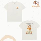  Áo Phông ADLV Rabbit Bear Doll Logo Short Sleeve T-Shirt Gấu Nâu Đeo Tai Thỏ Màu Trắng Nâu Đen Hồng 
