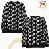  Áo Sweat MLB Classic Monogram Front Pattern Overfit Sweatshirt Boston Red Sox LA Dodgers NY màu đen trắng begi 3Amtm0231 