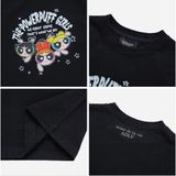 Áo Croptop ADLV The Powerpuff Girls x acmedelavie crayon artwork crop t-shirts Màu Trắng Và Đen 
