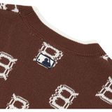  Áo khoác cardigan MLB phom suông Classic Monogram Front Pattern 3Akcm0124 Màu nâu logo chữ b 