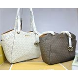  Túi Tote Michael Kors MK Jet Set Large Signature Logo Shoulder Bag Màu Nâu Logo 