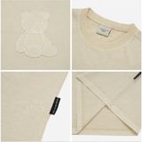  Áo ADLV Bear Applique Pigment Washing Short Sleeve T-Shirt Thêu Gấu Màu Đen Than Trắng kem 