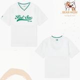 Áo Phông MLB Varsity V-neck woven t-shirt Boston Red Sox New York Yankees 7Atsv0743 Màu Trắng và Xanh Navy 