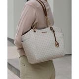  Túi Tote Michael Kors MK Jet Set Large Signature Logo Shoulder Bag Màu Nâu Logo 