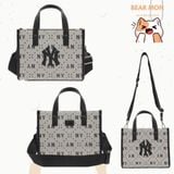  Túi Đeo Chéo MLB  Big Diamond Monogram Jacquard Small Tote Bag Boston Red Sox Chữ B NY LA 3Aors013N Màu Nâu Đen Xanh 