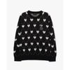 Áo Sweater MLB Heart Overfit Long Sleeve Sweatshirt Màu Đen Tim Trắng 3AKPH0131