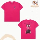  Áo Phông ADLV Rabbit Bear Doll Logo Short Sleeve T-Shirt Gấu Nâu Đeo Tai Thỏ Màu Trắng Nâu Đen Hồng 
