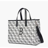  Túi Tote Vuông MLB Cube Monogram Medium Tote Boston Red Sox Màu Xám 3Aorm042N-43Grs 