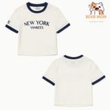  Áo  MLB WomenS Varsiy Logo Slim Crop T Shirts New York Yankees 3Ftsv0844 Màu Trắng Và Đen 