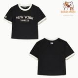  Áo  MLB WomenS Varsiy Logo Slim Crop T Shirts New York Yankees 3Ftsv0844 Màu Trắng Và Đen 