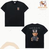  Áo Phông ADLV Rabbit Bear Doll Logo Short Sleeve T-Shirt Gấu Nâu Đeo Tai Thỏ Màu Trắng Nâu Đen Hồng 